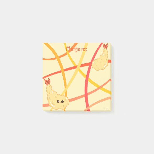 Notas Post-it® Kawaii Shrimp Tempura En Zancas Japonesas (Anverso)