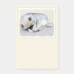 Notas Post-it® Keeshond Sleeping Pinting Pintura Original De Perr