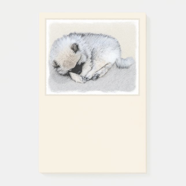 Notas Post-it® Keeshond Sleeping Pinting Pintura Original De Perr (Anverso)