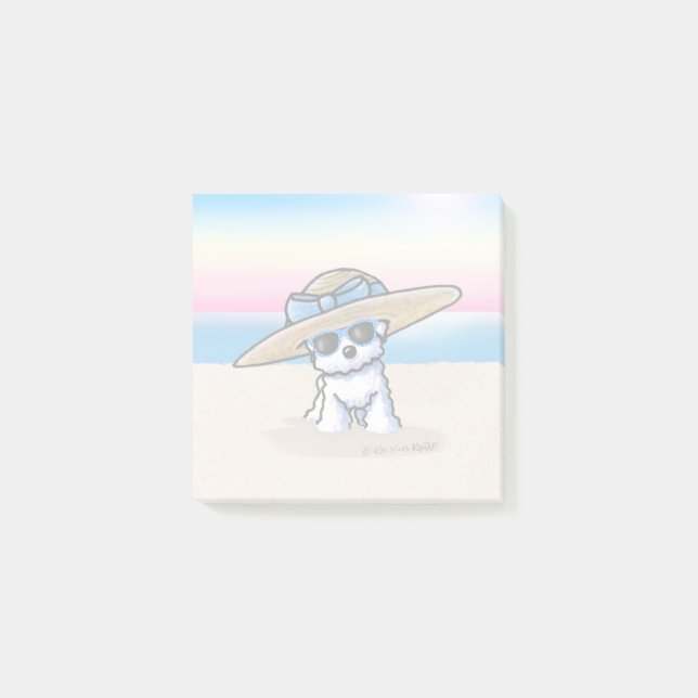 Notas Post-it® KiniArt Bichon Frise Playa (Anverso)