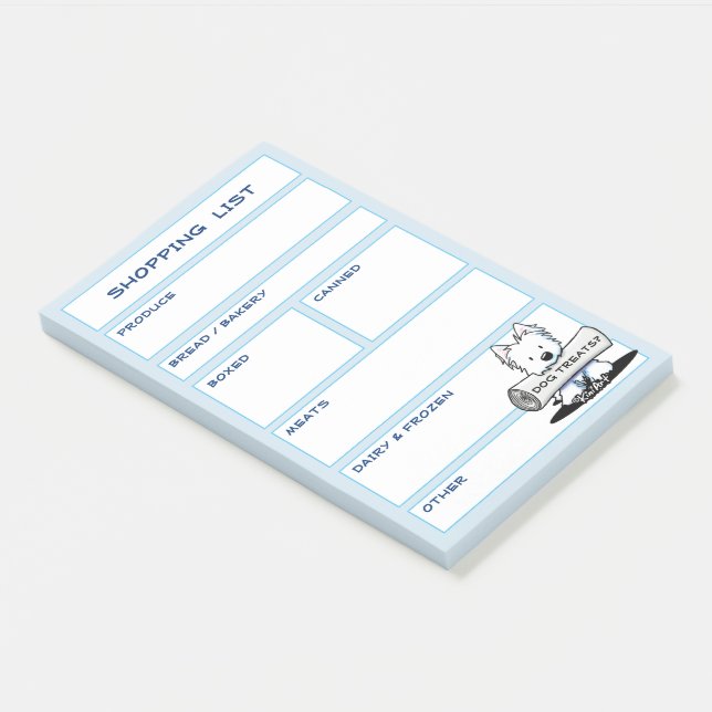 Notas Post-it® KiniArt Westie Grocery List Post-its (En perspectiva)