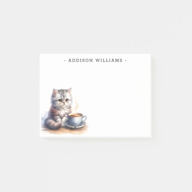 Notas Post-it® Kit de gatito personalizado y café (Anverso)