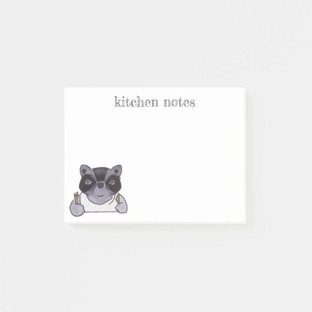 Notas Post-it® Kitchen Notes Cute Personalizado Raccoon (Anverso)