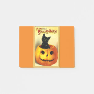 Notas Post-it® Kitty de Halloween sentado en Jack O Lantern