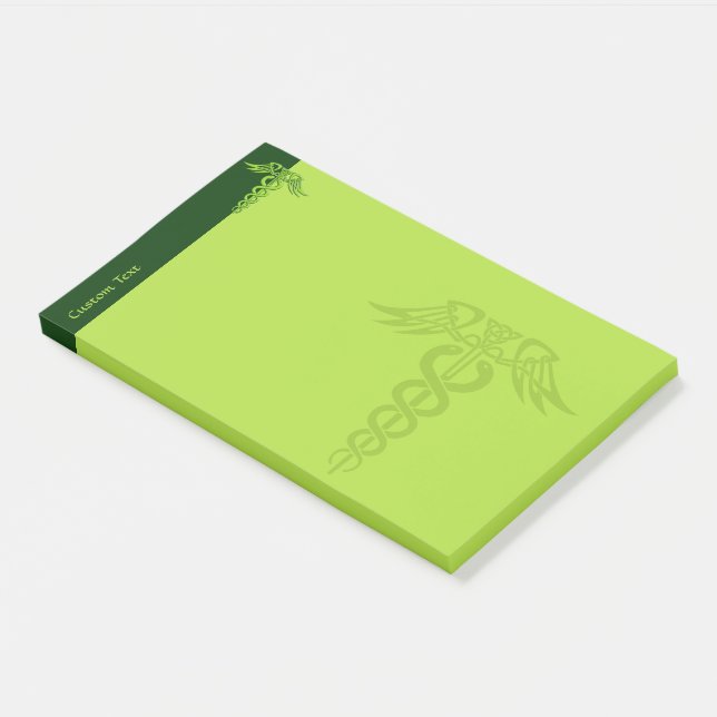 Notas Post-it® Knot Caduceus celta verde (En perspectiva)