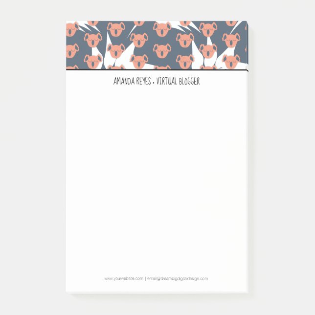 Notas Post-it® Koala Cuco Moderno y Hoja Tropical (Anverso)