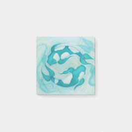 Notas Post-it® Koi Carp Peces Aqua Blue Art Print