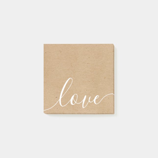 Notas Post-it® Kraft Elegant Script Love Rústico (Anverso)