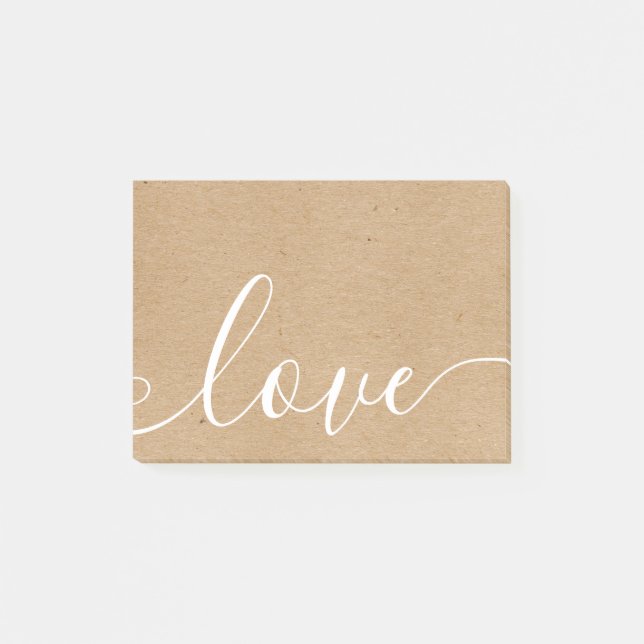 Notas Post-it® Kraft Elegant Script Love Rústico (Anverso)