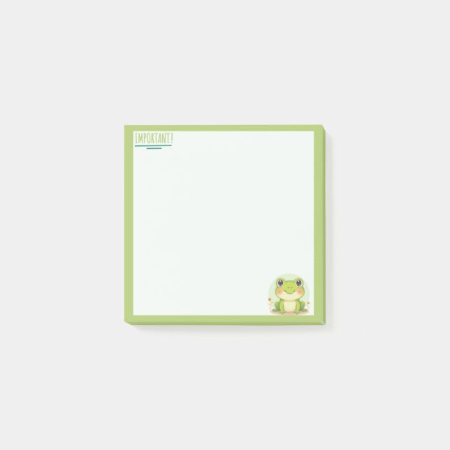 Notas Post-it® Kwaii style Frog Pastel Green Note (Anverso)