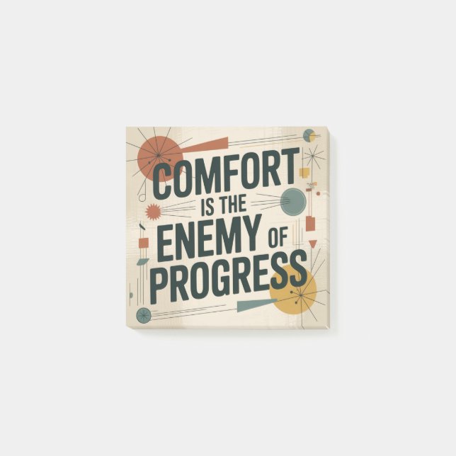 Notas Post-it® La comodidad es el enemigo del progreso (Anverso)