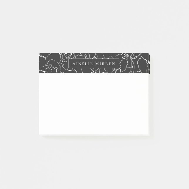 Notas Post-it® La pizarra negra simplemente floral personalizada (Anverso)