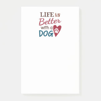 Notas Post-it® 'La Vida Es Mejor Con Un Perro'