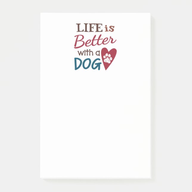 Notas Post-it® 'La Vida Es Mejor Con Un Perro' (Anverso)