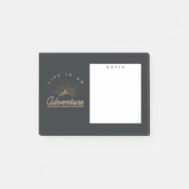 Notas Post-it® La vida es una montaña de aventura con los rayos d