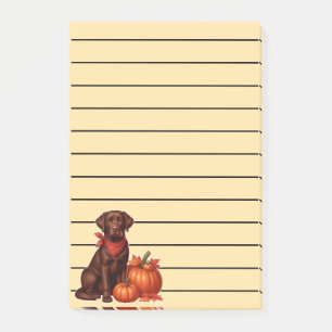 Notas Post-it® Labrador de chocolate con andana roja por calabaza