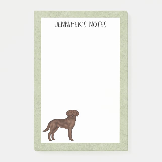 Notas Post-it® Labrador Retriever Labrador Chocolate Perro Nombre (Anverso)