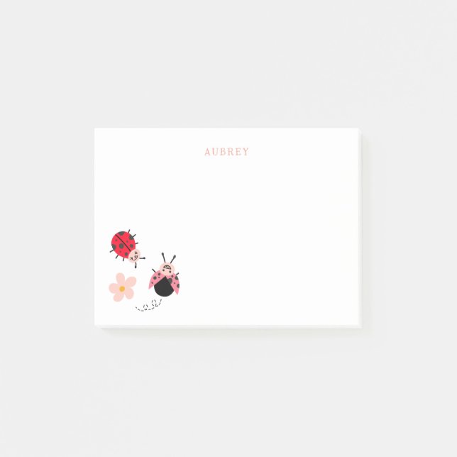 Notas Post-it® Ladybugs y flores (Anverso)