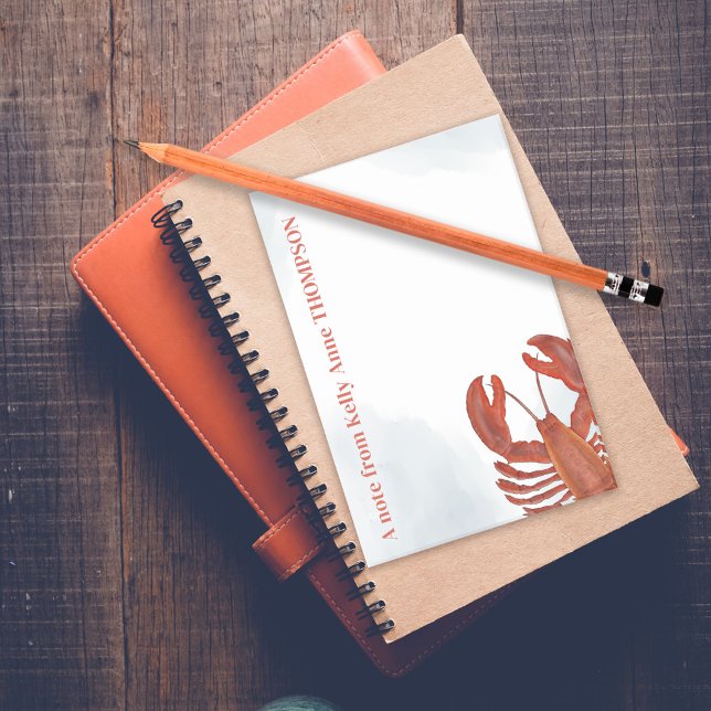 Notas Post-it® Langosta Personalizada Acuarela Roja  (Red lobster personalized post it notes.)
