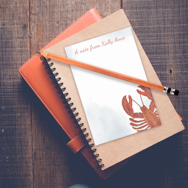 Notas Post-it® Langostino Rojo Personalizado Acuarela  (Red lobster watercolor personalized post it notes.)