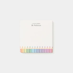 Notas Post-it® Lápices Coloridos con el Nombre del Profesor Perso