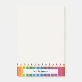 Notas Post-it® Lápices Coloridos con el Nombre del Profesor Perso