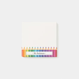 Notas Post-it® Lápices Coloridos con el Nombre del Profesor Perso