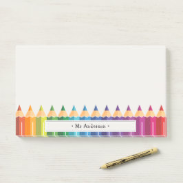 Notas Post-it® Lápices Coloridos con el Nombre del Profesor Perso