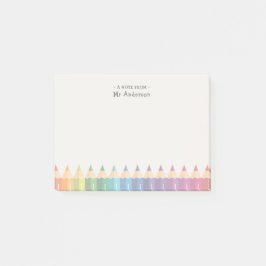 Notas Post-it® Lápices Coloridos con el Nombre del Profesor Perso