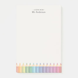Notas Post-it® Lápices Coloridos con el Nombre del Profesor Perso