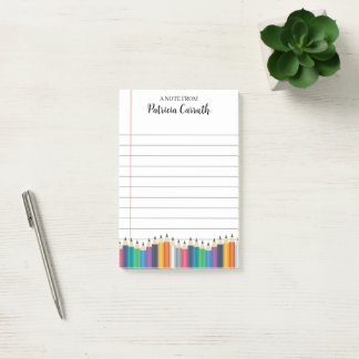 Notas Post-it® Lápices Coloridos Papel Rayado Maestro Escuela