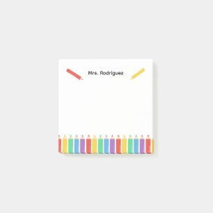 Notas Post-it® Lápices de Arcoíris Profesor Crayones