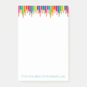 Notas Post-it® Lápices del arco iris de la cascada