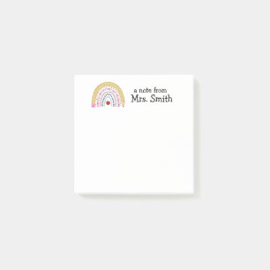 Notas Post-it® Lápiz de Apple Cute Teacher Rainbow "A Note From"