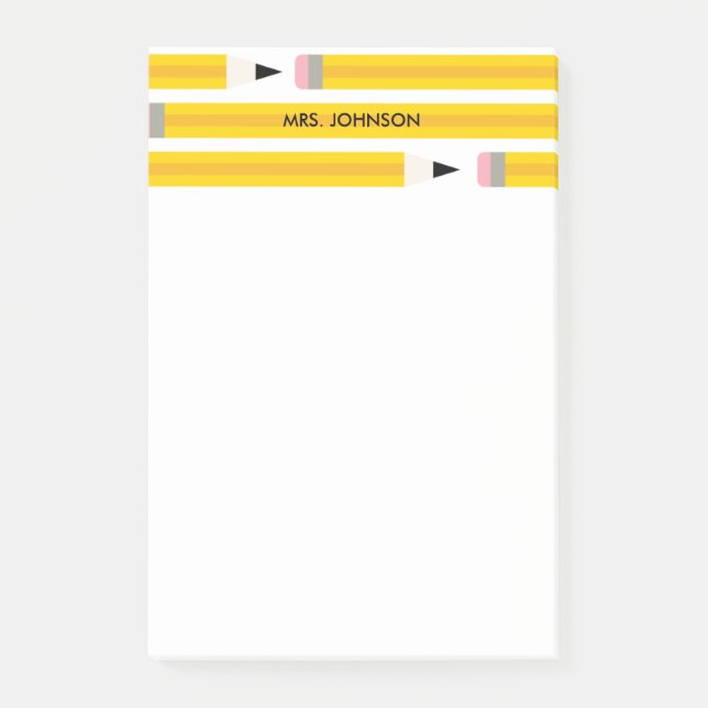 Notas Post-it® Lápiz moderno personalizado para maestros (Anverso)
