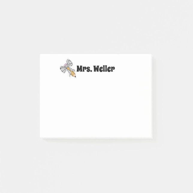 Notas Post-it® Lápiz personalizado del profesor y reverencia de v (Anverso)