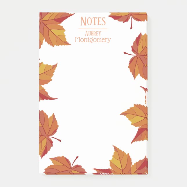 Notas Post-it® Las hojas rusticas del Naranja otoñal | Personaliz (Anverso)