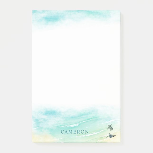 Notas Post-it® Las tortugas marinas de la playa costera son perso (Anverso)