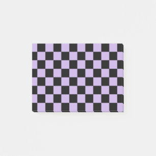 Notas Post-it® Lavanda a cuadros y negro