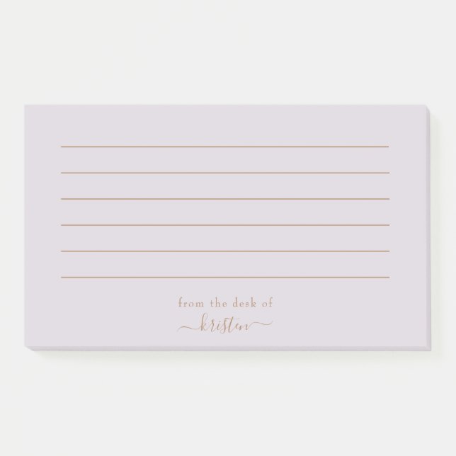 Notas Post-it® Lavanda de la mesa del Personalizado Lined (Anverso)