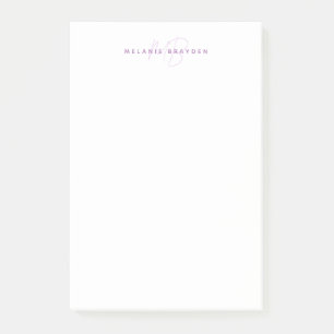 Notas Post-it® Lavanda simple Minimalista nombre de dos monograma