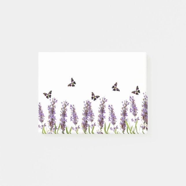 Notas Post-it® lavanda y mariposas (Anverso)