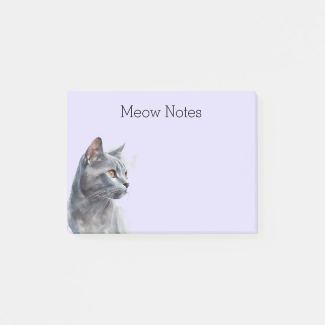 Notas Post-it® Lavender Gray Kitty Cat (Anverso)