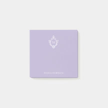 Lavender Vintage Monogram Name Ornate Crest Purple