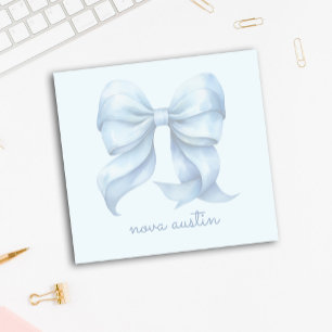 Notas Post-it® Lazo Azul de Moda Personalizado con Monograma de N