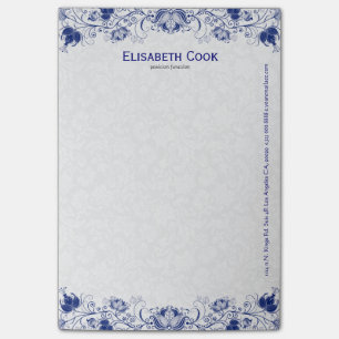 Notas Post-it® Lazo Floral Azul Y Blanco Vintage 3