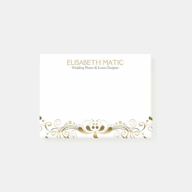 Notas Post-it® Lazo floral de tono dorado (Anverso)