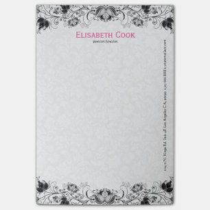 Notas Post-it® Lazo Floral Vintage Negro Y Blanco