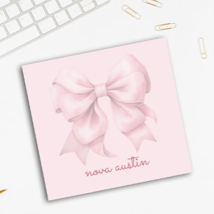 Notas Post-it® Lazo Rosa de Moda Personalizado con Nombre Monogra