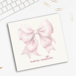 Notas Post-it® Lazo Rosa de Moda Personalizado con Nombre Monogra